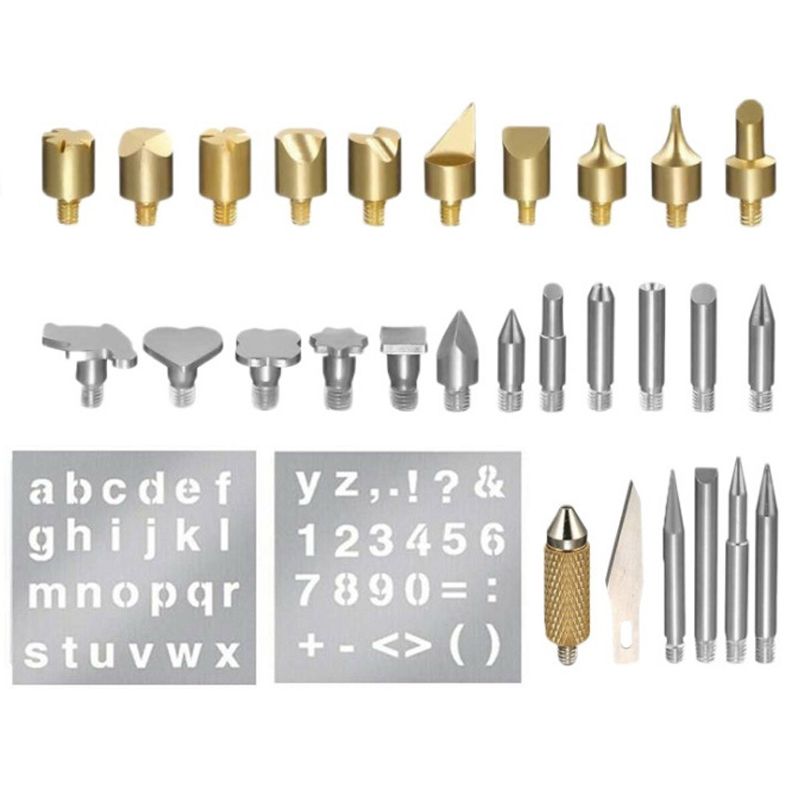 28PCS-Durable-Stencil-Carving-Art-Pen-Brass-Tips-Soldering-Iron-Tools-Set-Pyrography-Kit-Wood-Burnin-1641268