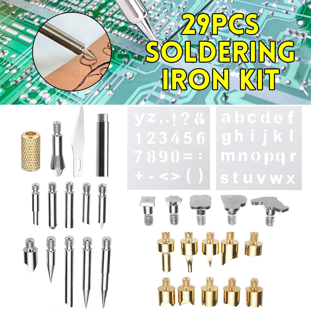 29Pcs-Soldering-Iron-Kit-With-Conversion-Head-amp-Stencil-Copper-Steel-1689990