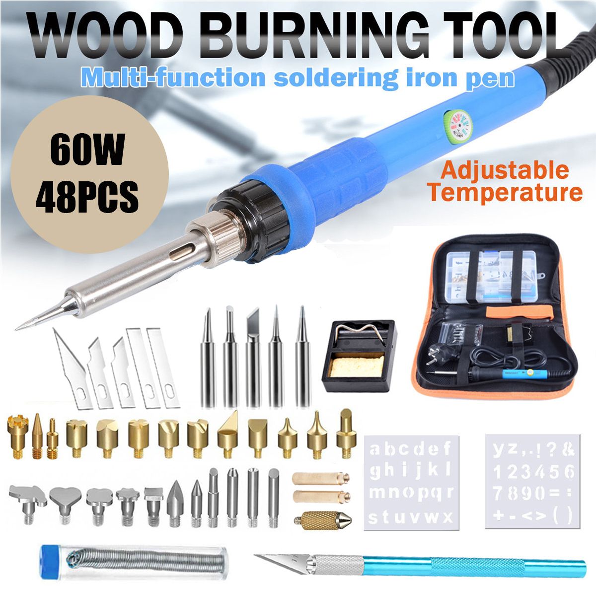 48Pcs-60W-110V220V-Adjustable-Temperature-Solder-Iron-Tool-Kit-Carving-Pyrography-Tool-Wood-Embossin-1370080