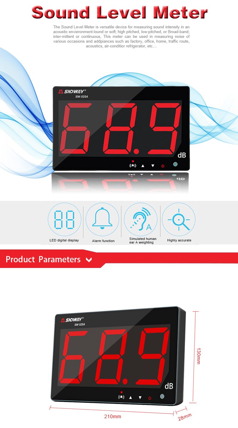 SNDWAY-SW-525B-Digital-Sound-Level-Meter-Noise-Decibel-Meter-30130dB-Large-Display-1216339