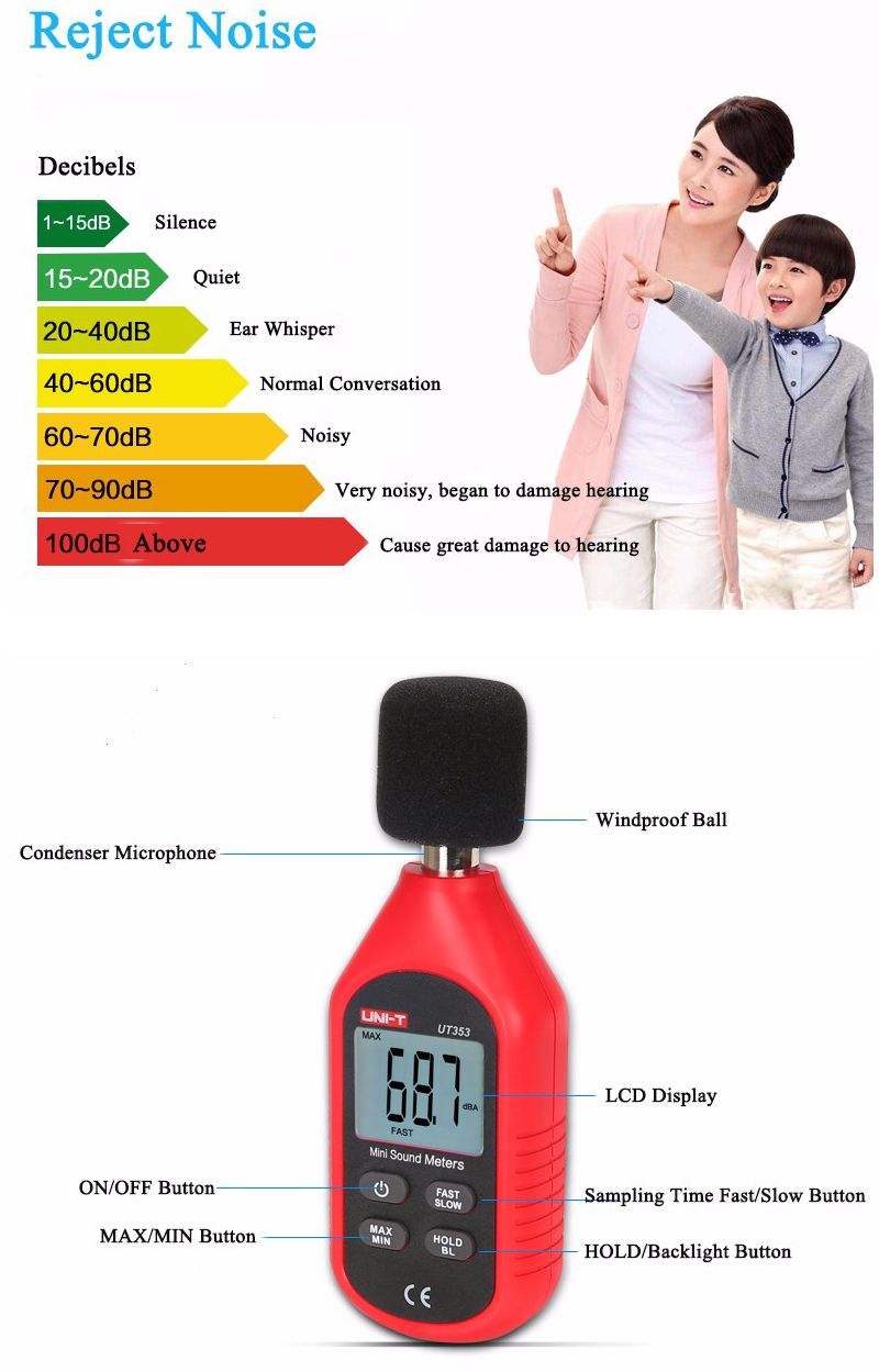 UNI-T-UT353-Mini-Digital-Sound-Level-Meter-30-130dB-Instrumentation-Noise-Decibel-Monitoring-Tester-1079883