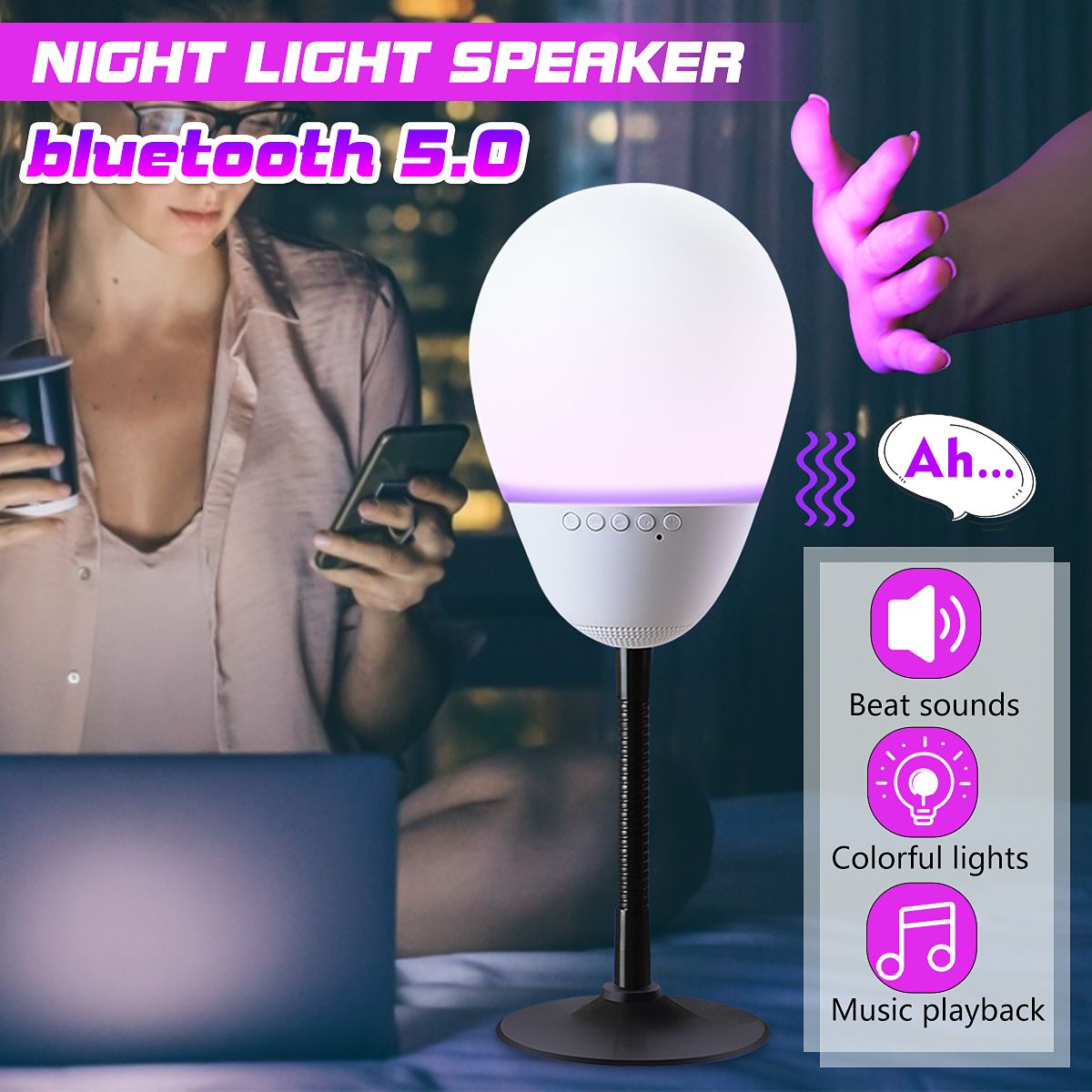 Bakeey-USB-Night-Light-bluetooth-Speaker-LED-Colorful-Lights-Releases-Pressure-Decompresses-Speaker-1647988