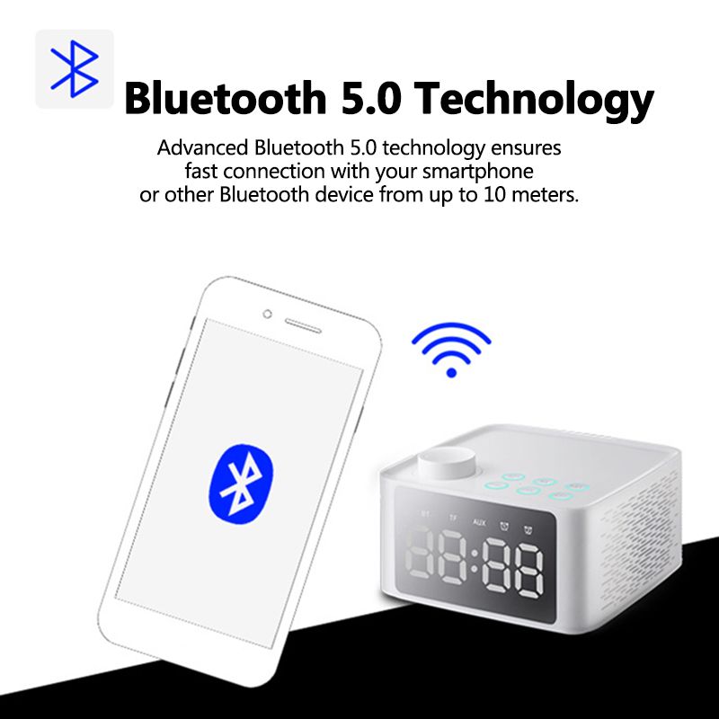 Bakeey-Wireless-bluetooth-50-Speaker-LED-Display-Alarm-Clock-FM-Radio-TF-Card-Handsfree-Speaker-1425915