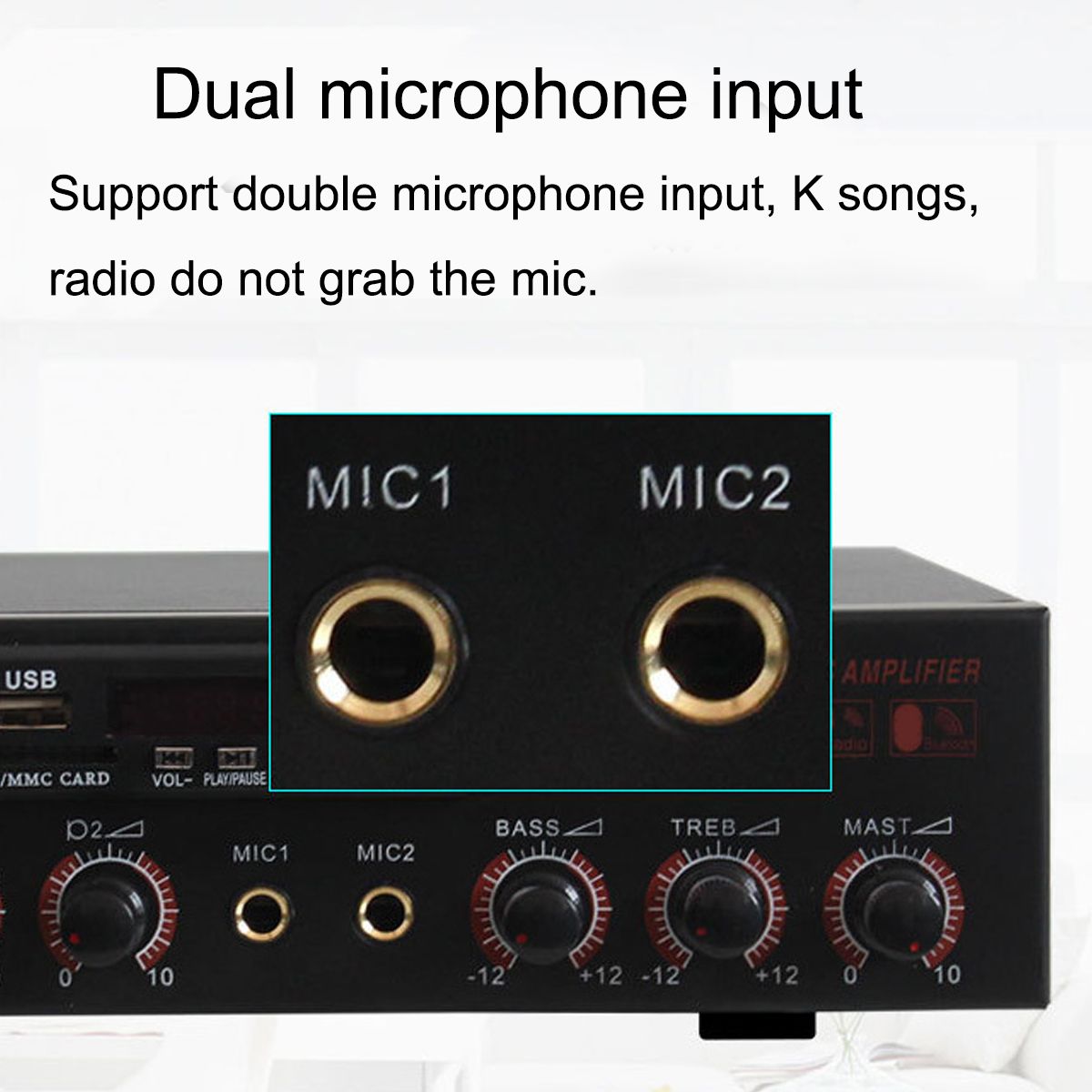 Dual-Microphone-Input-Remote-Control-One-for-Two-bluetooth-Amplifier-with-Ceiling-Speaker-Set-1636292