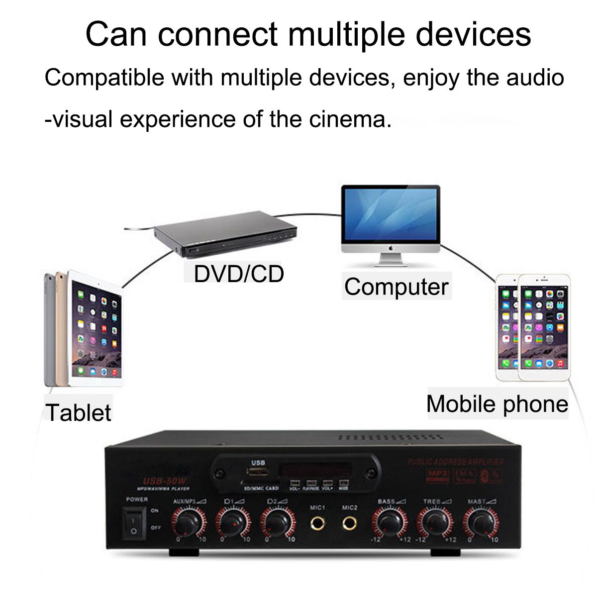 Dual-Microphone-Input-Remote-Control-One-for-Two-bluetooth-Amplifier-with-Ceiling-Speaker-Set-1636292