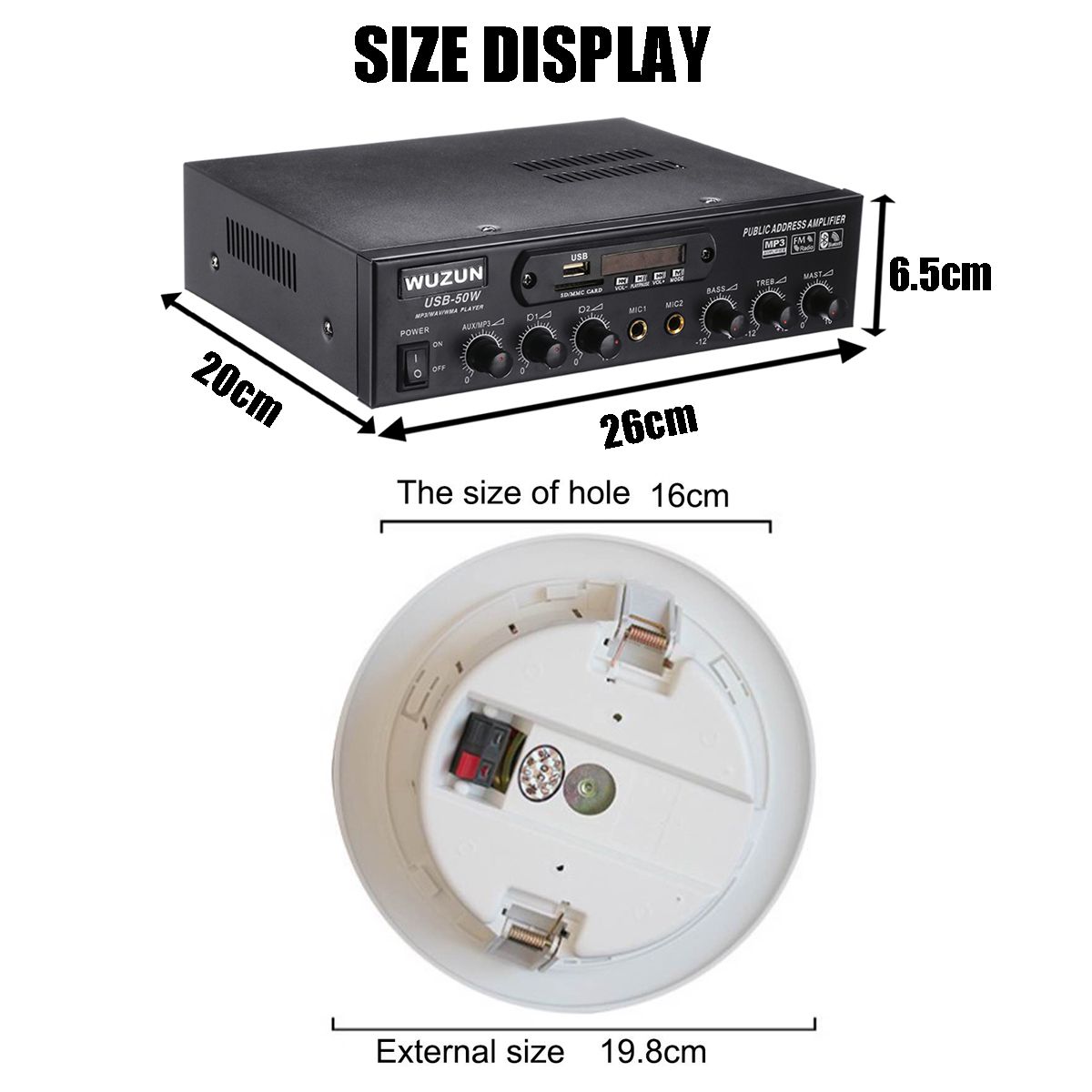 Dual-Microphone-Input-Remote-Control-One-for-Two-bluetooth-Amplifier-with-Ceiling-Speaker-Set-1636292