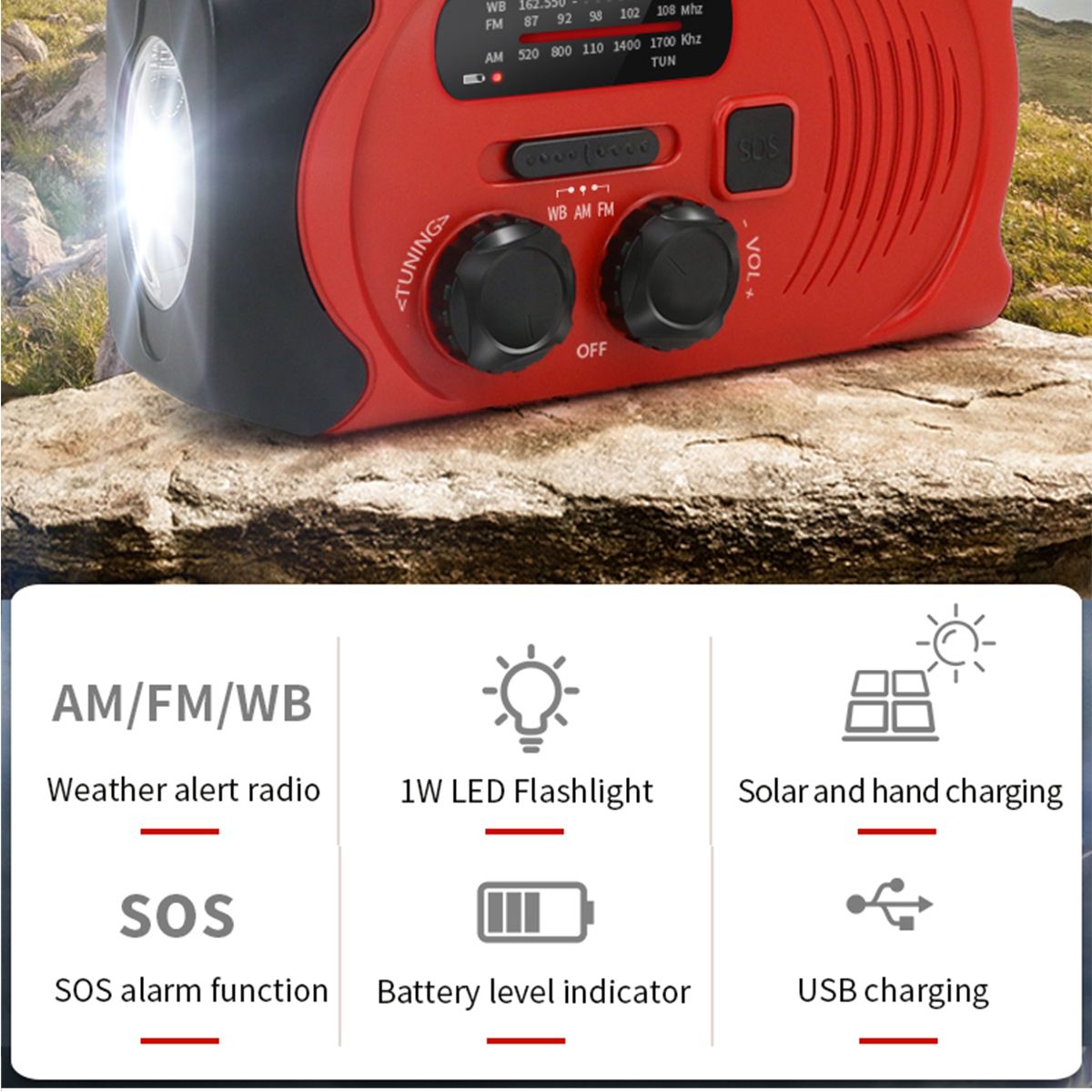 Hand-Crank-Solar-Power-Dynamo-AMFMWB-NOAA-Global-Weather-Radio-Flashlight-Power-Bank-1495503