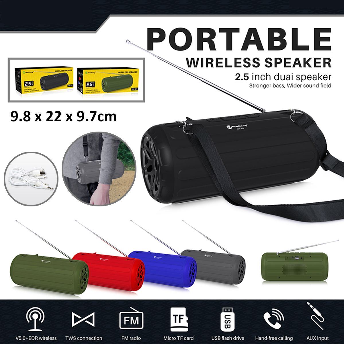 New-Rixing-NRB1-10W-Wireless-bluetooth-50-Speaker-FM-Radio-Dual-Passive-Diaphragm-TWS-NFC-Bass-Stere-1703128