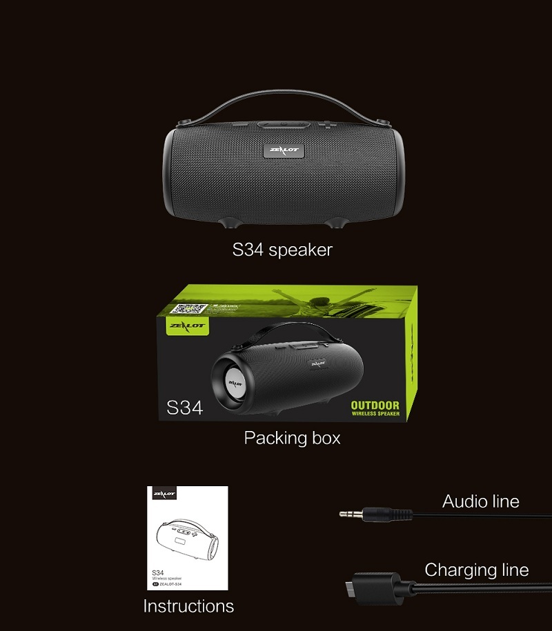 ZEALOT-S34-TWS-Portable-bluetooth-Speaker-Strong-Sound-Waterproof-IPX5-High-Power-Wireless-Stereo-Su-1740404