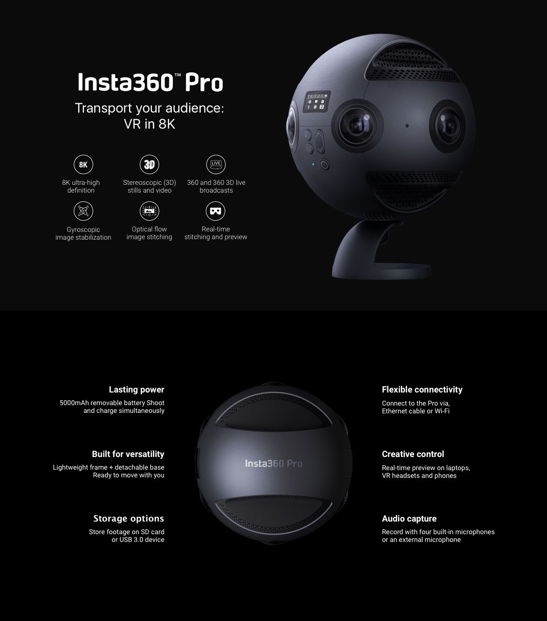 Insta360-Pro-8K-3D-360-VR-Video-Panoramic-Camera-4K-100fps-Slow-Motion-Anti-shake-with-Carrying-Case-1340613