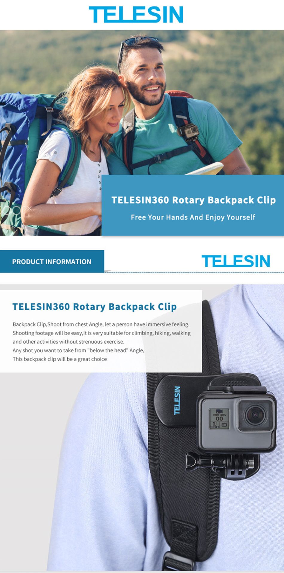 Telesin-GP-JFM-003-Quik-Release-360-Rotary-Backpack-Clip-Mount-for-GoPro-Action-Sport-Camera-1377768