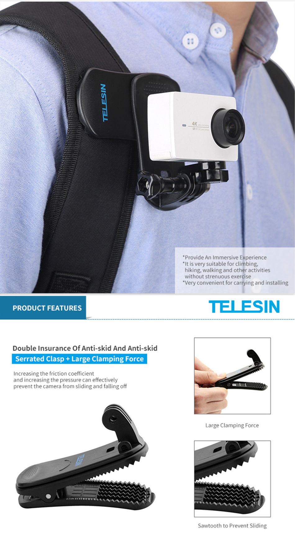 Telesin-GP-JFM-003-Quik-Release-360-Rotary-Backpack-Clip-Mount-for-GoPro-Action-Sport-Camera-1377768