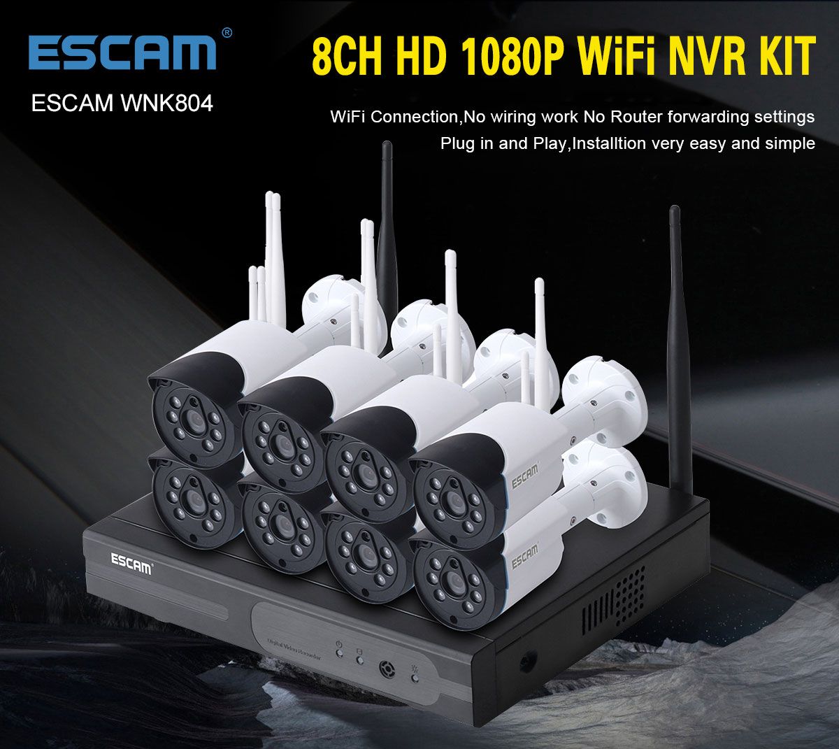 ESCAM-WNK804-8CH-1080P-Wireless-NVR-Kit-Outdoor-Night-Vision-IP-Bullet-Camera-Surveillance-System-1151447