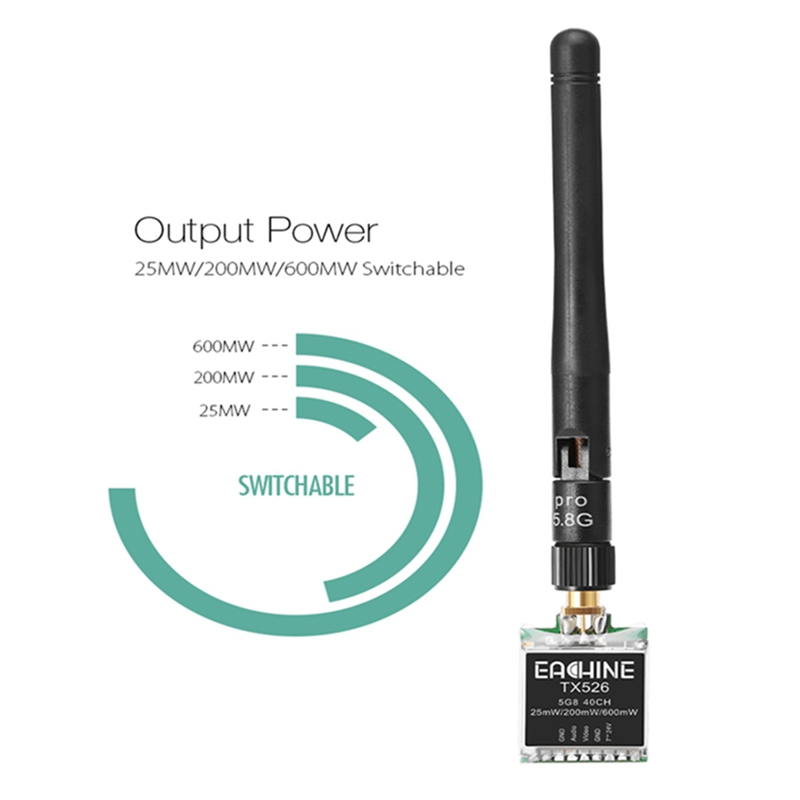 TX526-58G-40CH-25MW200MW600MW-Switchable-AV-Wireless-FPV-Transmitter-RP-SMA-Female-for-FPV-Multicopt-1731632