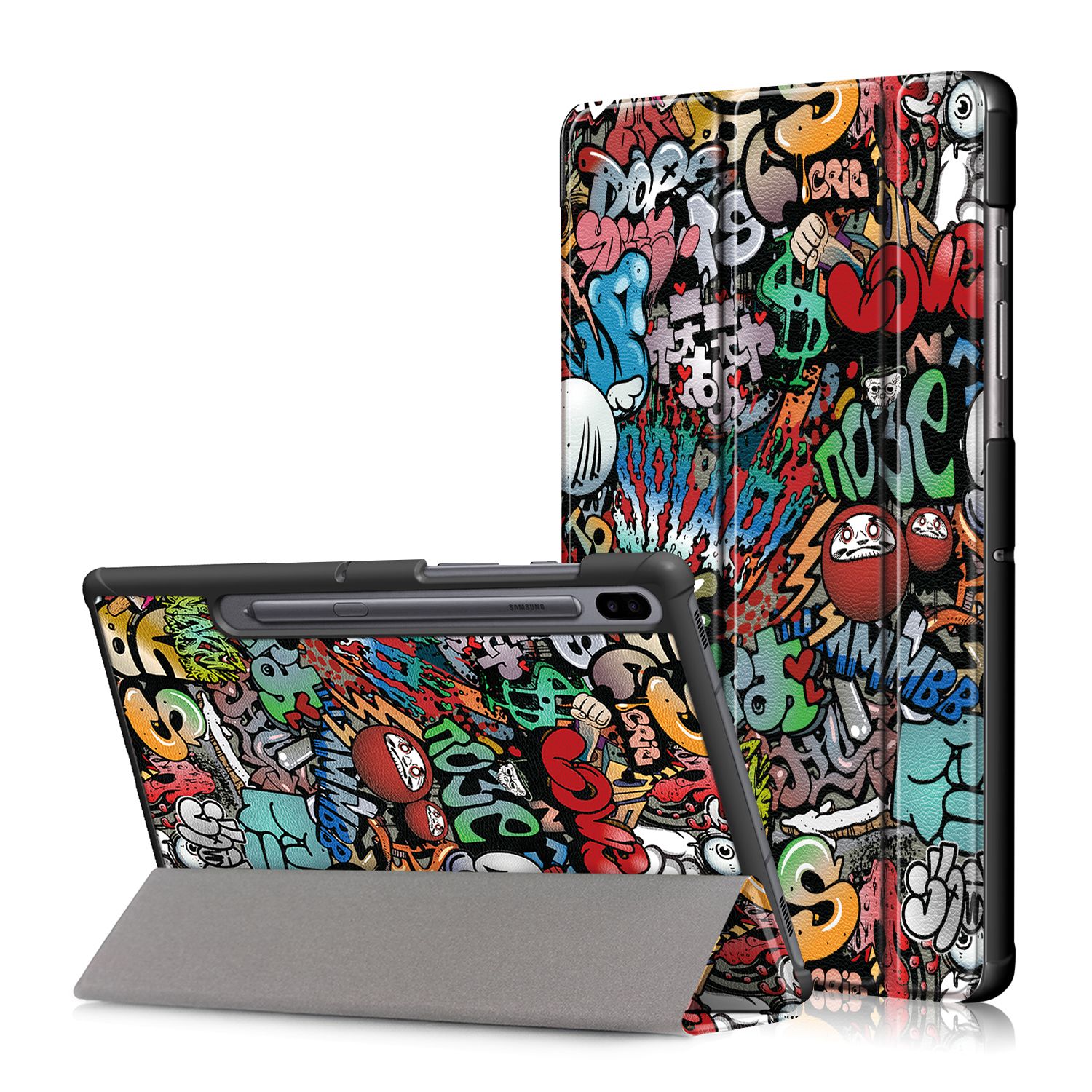 Printing-Tri-Fold-Tablet-Case-for-Samsung-Tab-S6-105---Doodle-1556706