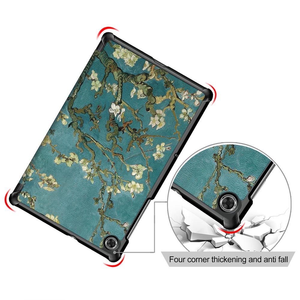 Tri-Fold-Pringting-Tablet-Case-Cover-for-Lenovo-Tab-M10-Plus-Tablet---Apricot-Blossom-Version-1666640