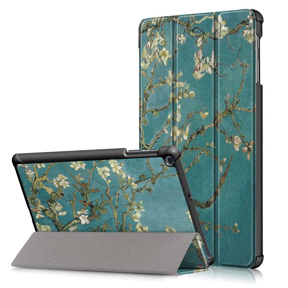 Tri-Fold-Pringting-Tablet-Case-Cover-for-Samsung-Galaxy-Tab-A-101-2019-T510-Tablet---Apricot-Blossom-1463710