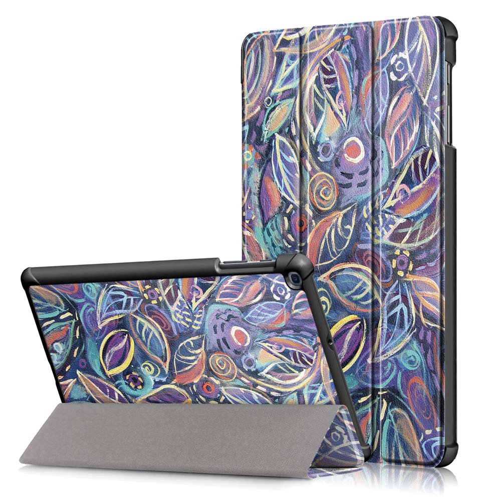 Tri-Fold-Pringting-Tablet-Case-Cover-for-Samsung-Galaxy-Tab-A-101-2019-T510-Tablet---Tree-Leaves-1463753