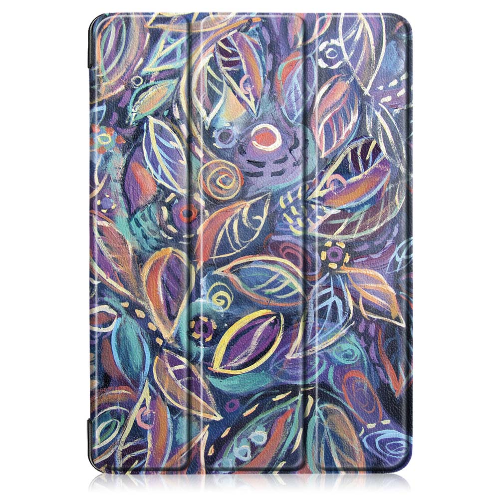 Tri-Fold-Printing-Tablet-Case-Cover-for-Lenovo-Tab-E10-Tablet---Tree-leaves-1445022