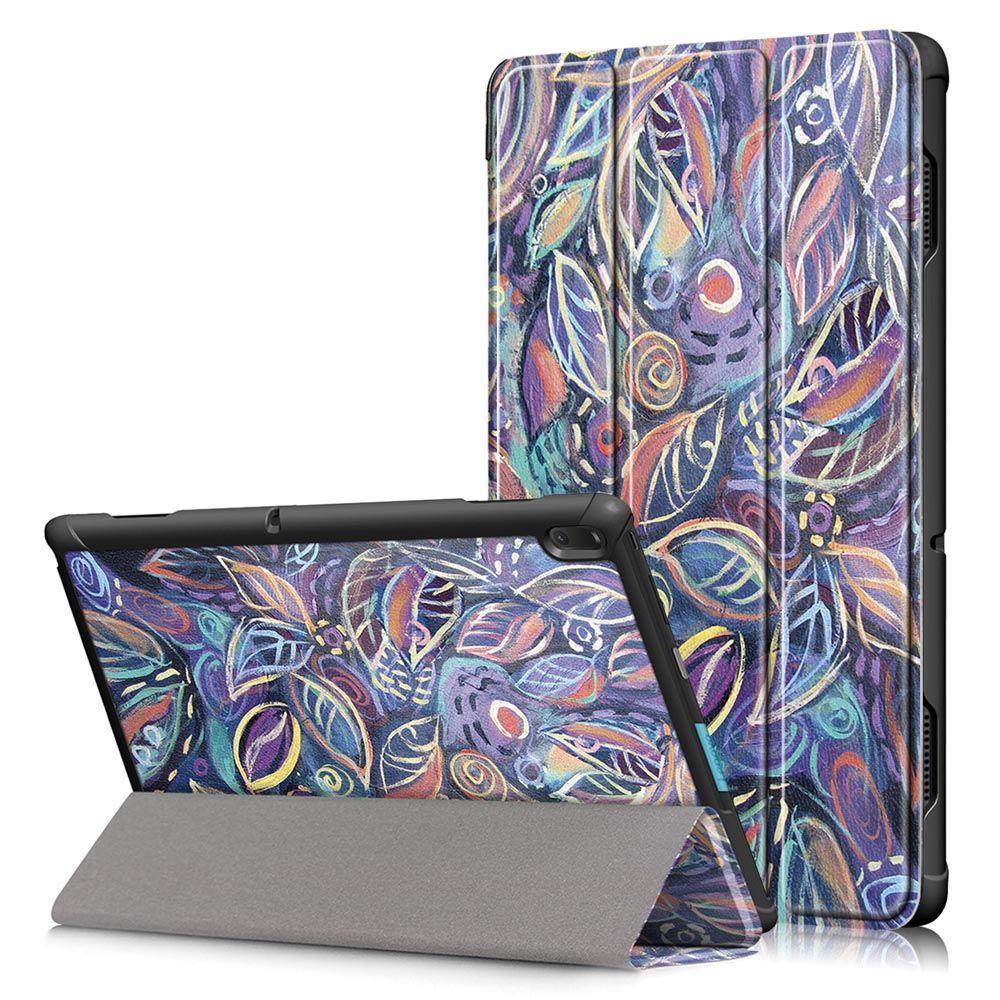 Tri-Fold-Printing-Tablet-Case-Cover-for-Lenovo-Tab-E10-Tablet---Tree-leaves-1445022