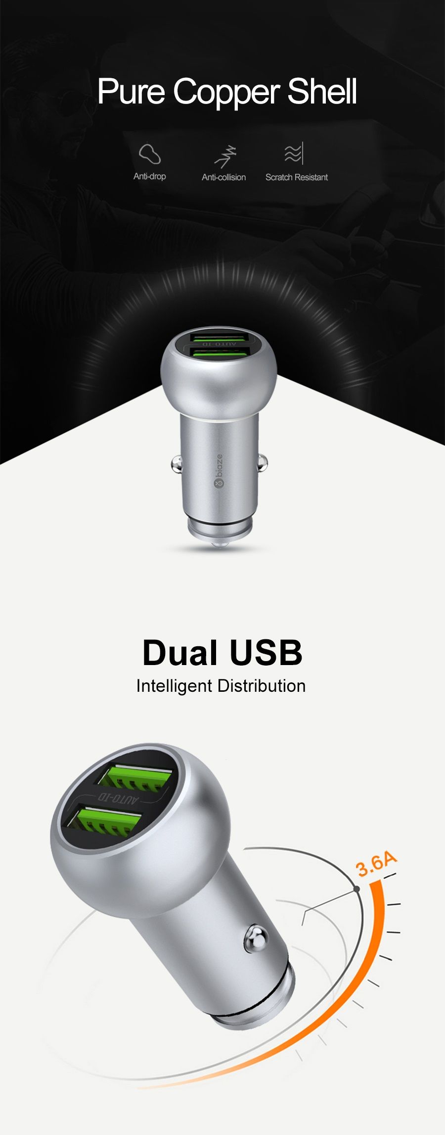 Biaze-36A-Dual-USB-Car-Charger-Copper-Shell-Universal-LED-Intelligent-Charging-Auto-Charger-For-Tabl-1653581