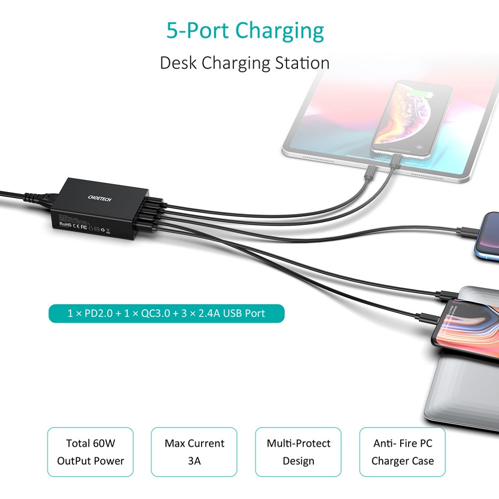 CHOETECH-60W-Multi-Port-USB-QC30-Quick-Charger-Power-Adapter-for-Smartphone-Tablet-Laptop-1630122