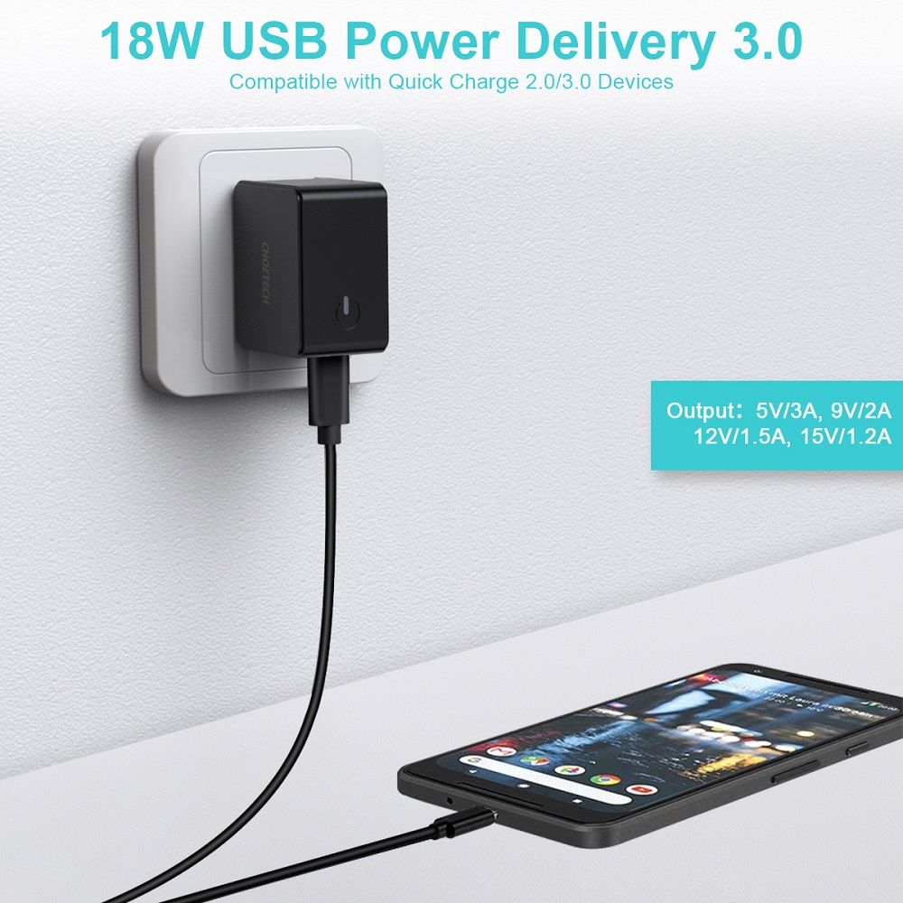 CHOETECH-PD18W-Type-C-Quick-Charger-Wall-Charger-Power-Adapter-for-Smartphone-Tablet-1630296