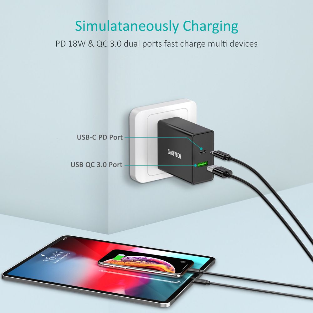 CHOETECH-US-PD18W-QC30-Quick-Charger-Wall-Charger-Power-Adapter-for-Smartphone-Tablet-Laptop-1630297