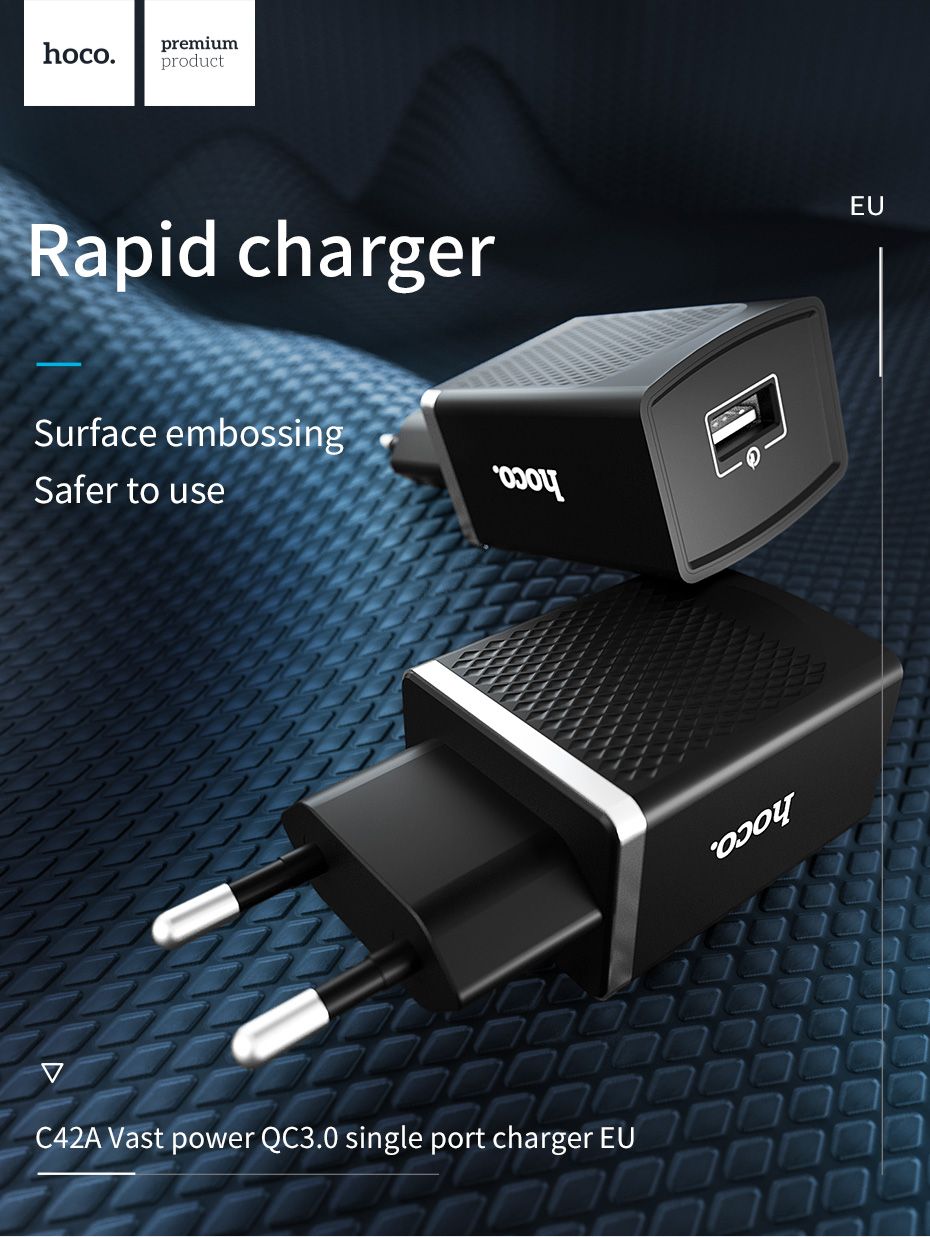 HOCO-C42A-EU-Plug-USB-Port-QC-30-Charger-Power-Adapter-for-Tablet-Smartphone-1562428