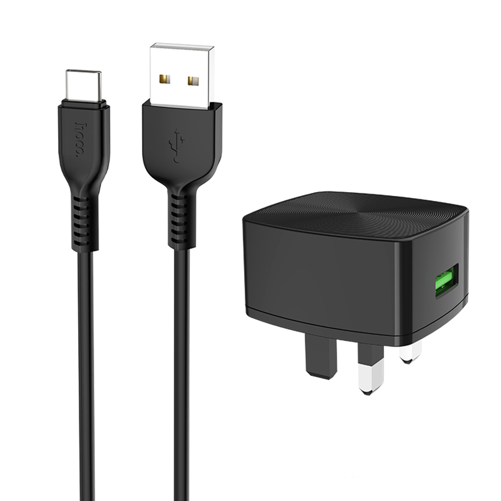 HOCO-C70B-UK-QC30-Charger-Power-Adapter-With-Type-C-Cable-For-Tablet-Smartphone-1564318