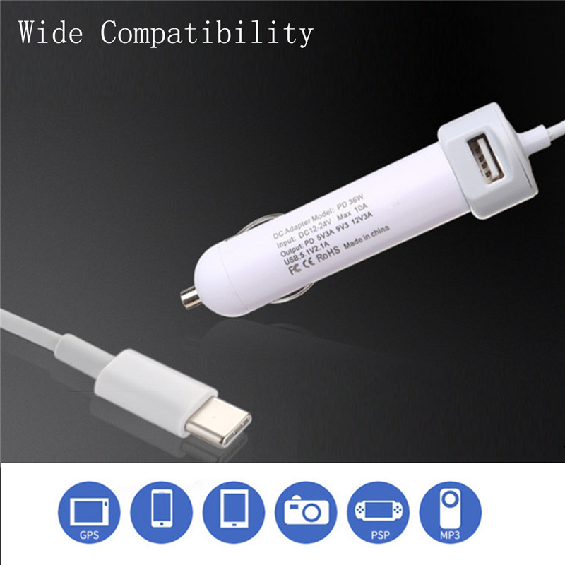 PD-36W-USB20-Type-C-Car-Charger-With-Quick-Charge-30-For-Cellphone-Tablet-1219995