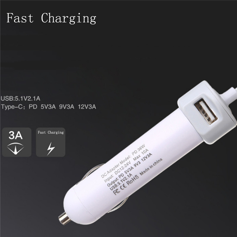 PD-36W-USB20-Type-C-Car-Charger-With-Quick-Charge-30-For-Cellphone-Tablet-1219995