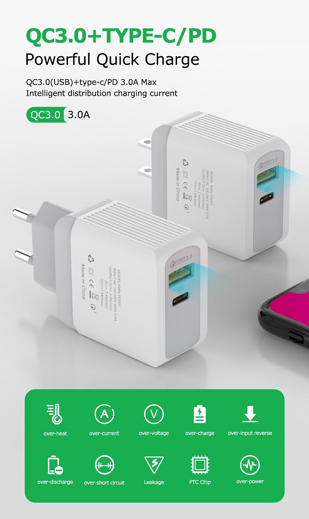 QC30PD18W-Quick-Charger-Power-Adapter-for-Tablet-Smartphone-1761466