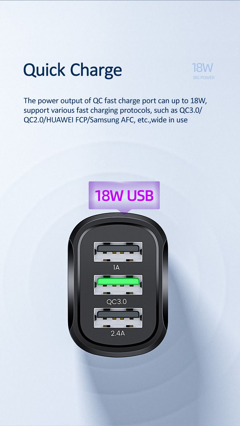 USAMS-US-CC100-1-C17-5V-24A-5V-1A-QC30-3-USB-Port-Car-Charger-for-Tablet-Smartphone-1705552