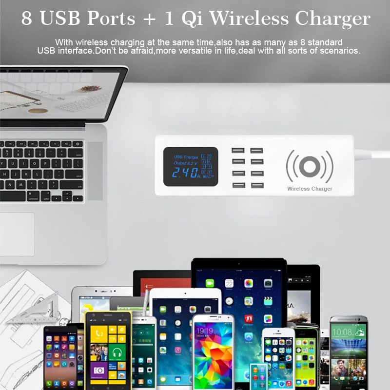 Universal-UKUSEU-8-Port-USB-Charger-Station-With-Wireless-Charger-For-Tablet-Cellphone-1296034