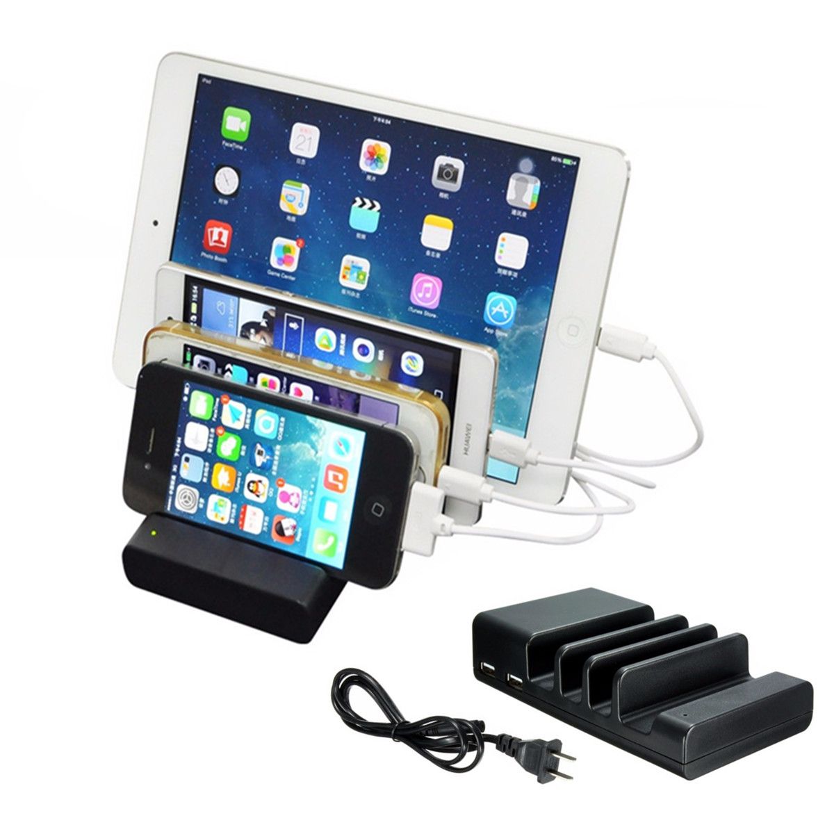 4-USB-Charging-Station-Charger-Dock-Universal-Charging-Station-Multi-function-Stand-Black-for-Tablet-1049894