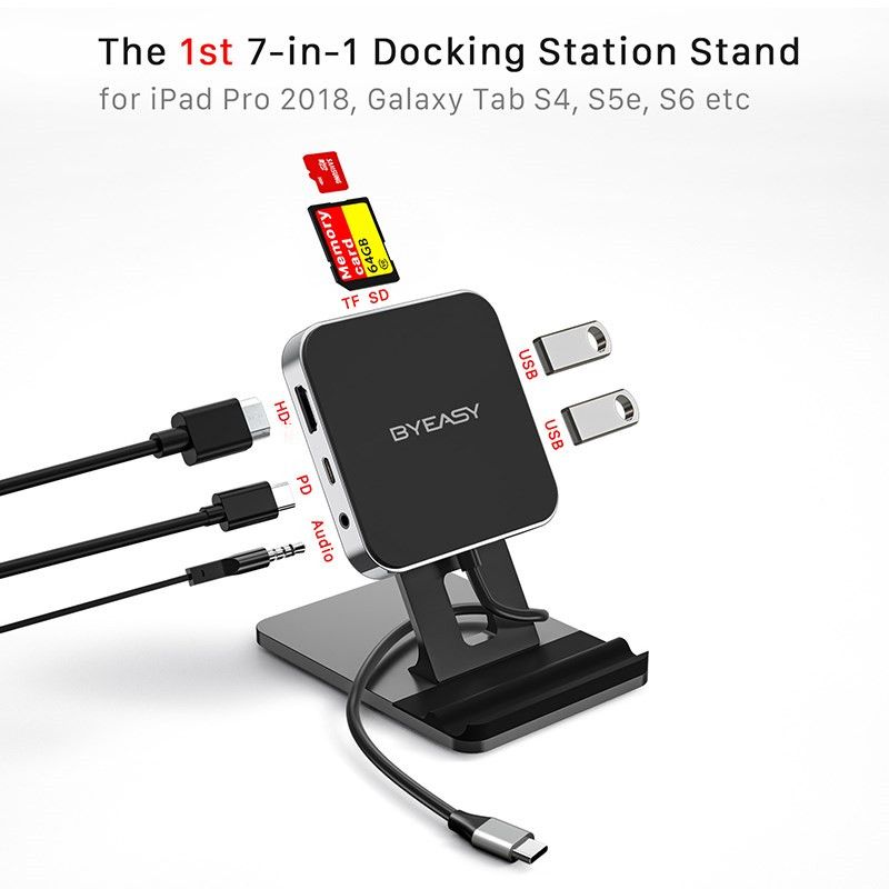 BYEASY-UC-167-7-in-1-Type-C-Hub-Docking-Station-Stand-with-4K-HD-2USB-30-PD-Charging-Port-SDMicro-SD-1591797