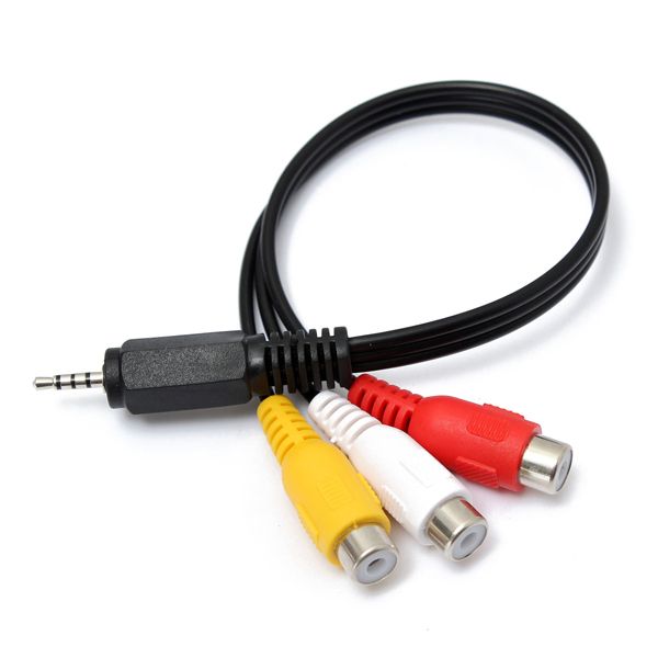 25mm-20cm-Male-to-3-RCA-Female-Jack-Splitter-Audio-Video-AV-Adaptor-Cable-Extension-Lead-1056068