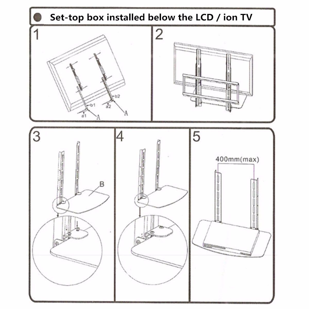 Glass-Shelf-TV-Wall-Mount-Bracket-Component-Above-Below-Under-Cable-Box-DVR-DVD-1277521