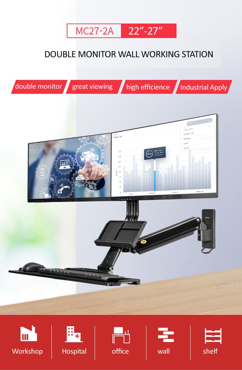 NB-MC27-2A-Dual-Ergonomic-Sit-Stand-Workstation-Wall-Mount-22-27in-Monitor-Holder-Arm-with-Foldable--1729806