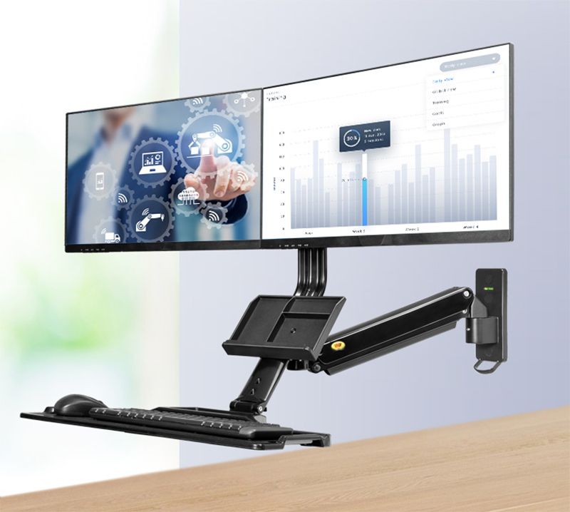 NB-MC27-2A-Dual-Ergonomic-Sit-Stand-Workstation-Wall-Mount-22-27in-Monitor-Holder-Arm-with-Foldable--1729806