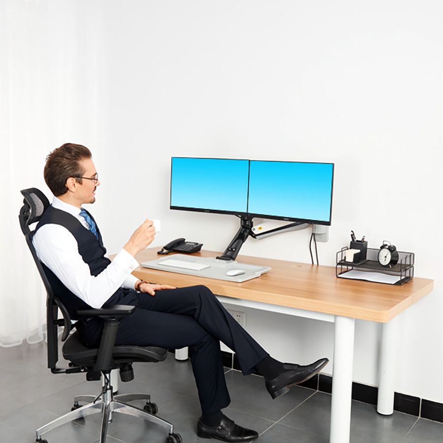 NB-MC40-2A-Ergonomic-Sit-Stand-Workstation-Wall-Mount-22-27in-Dual-Monitor-Holder-Arm-with-Foldable--1729947