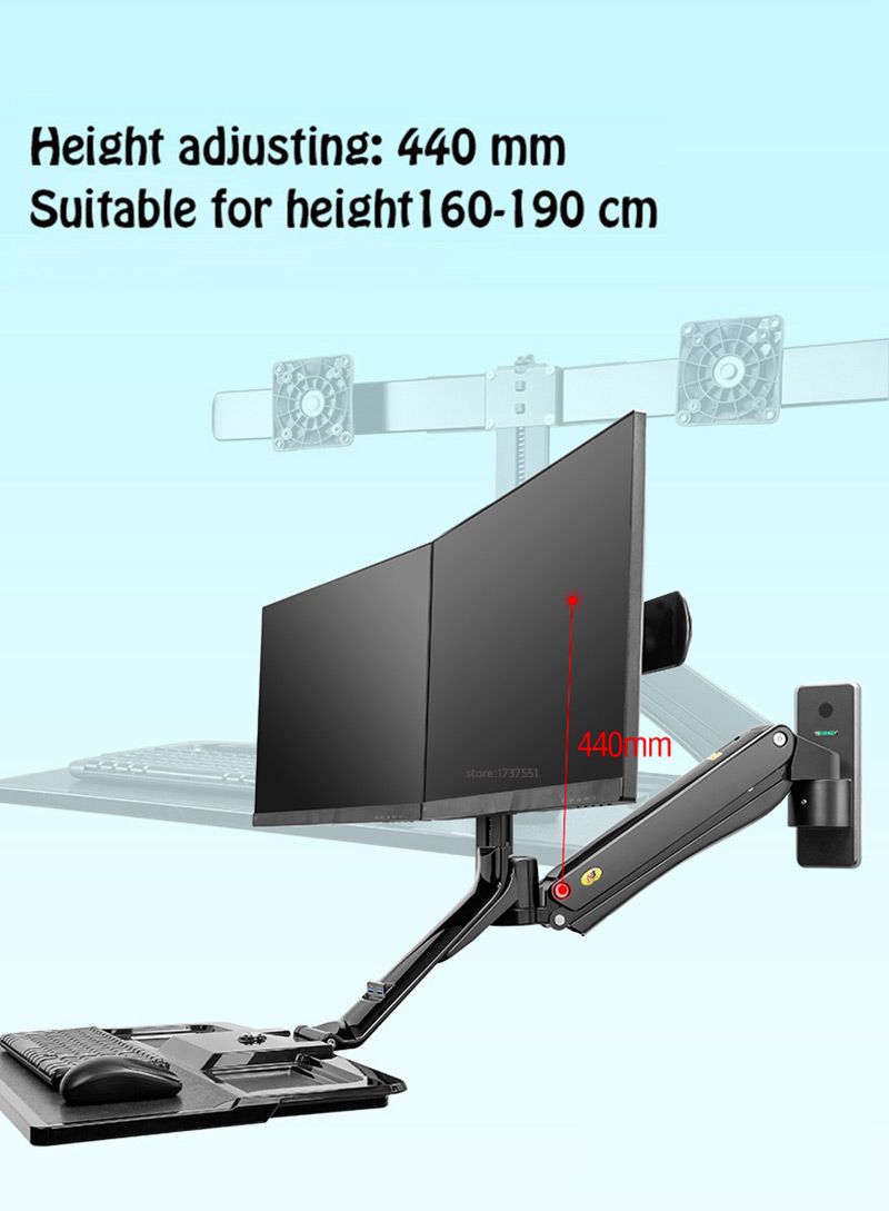 NB-MC40-2A-Ergonomic-Sit-Stand-Workstation-Wall-Mount-22-27in-Dual-Monitor-Holder-Arm-with-Foldable--1729947