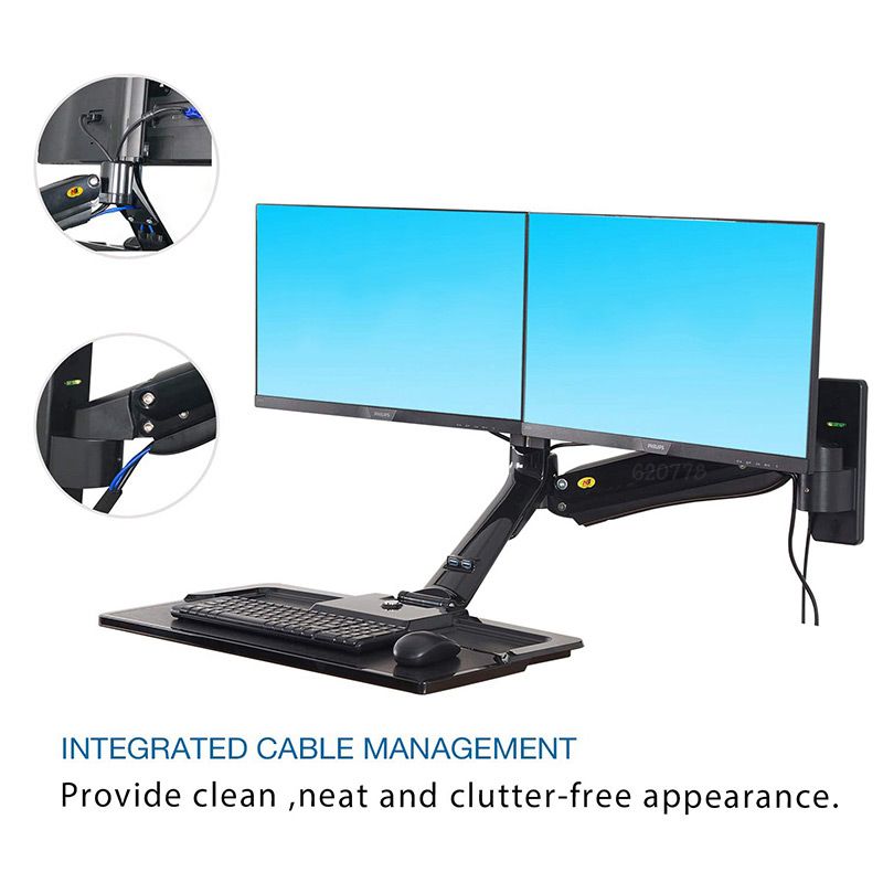 NB-MC40-2A-Ergonomic-Sit-Stand-Workstation-Wall-Mount-22-27in-Dual-Monitor-Holder-Arm-with-Foldable--1729947