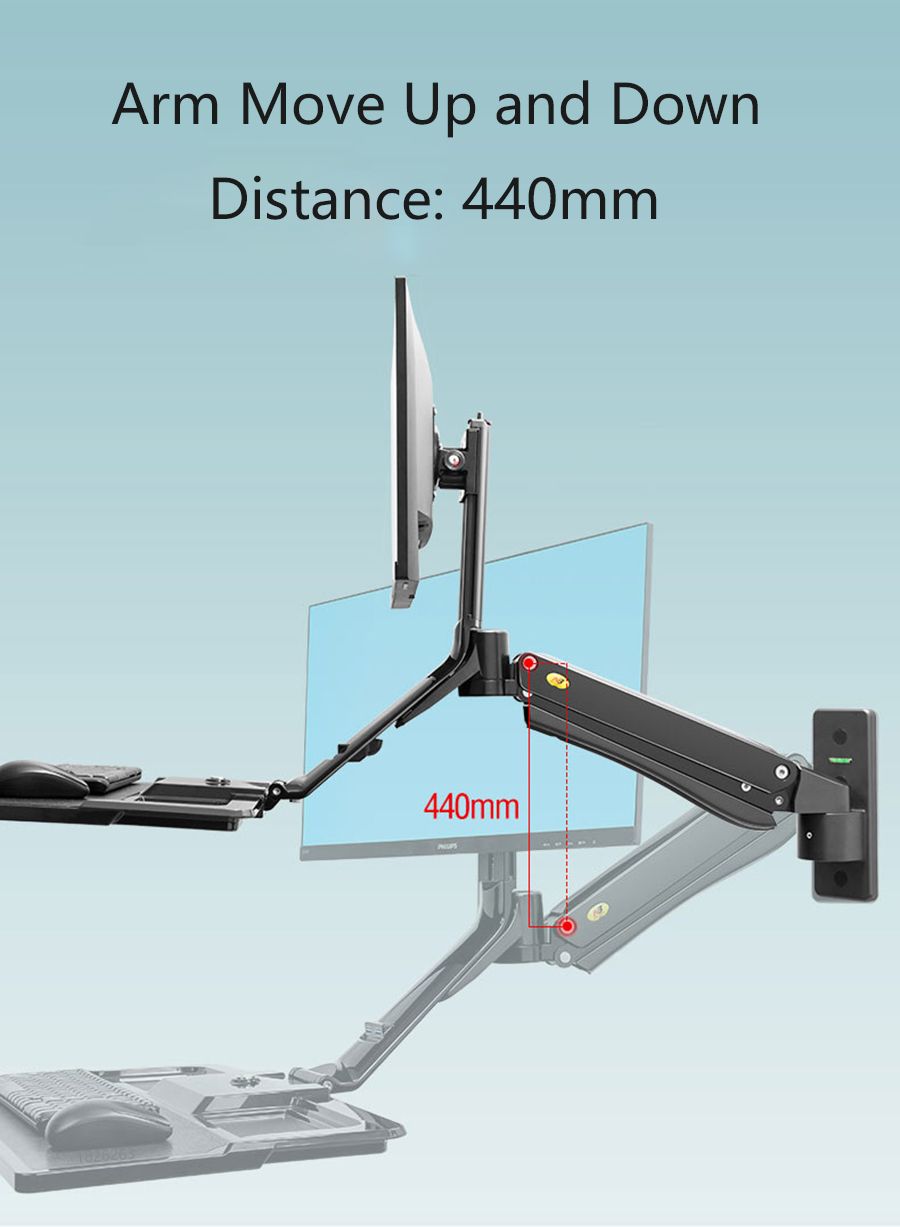 NB-MC40-Wall-Mount-Ergonomic-24-35-inch-Monitor-Holder-Gas-Strut-Arm-with-Foldable-Keyboard-Plate-an-1707970