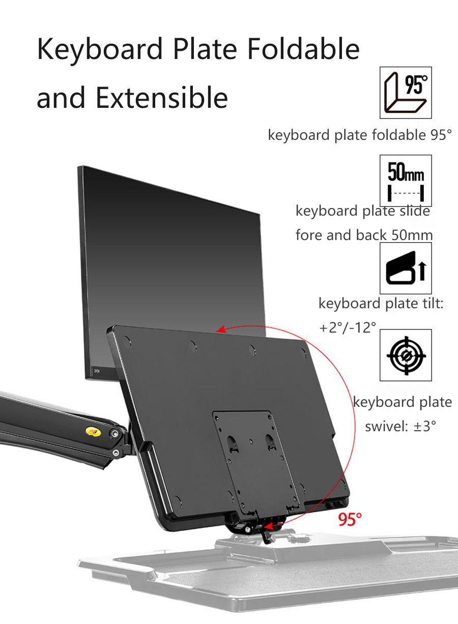 NB-MC40-Wall-Mount-Ergonomic-24-35-inch-Monitor-Holder-Gas-Strut-Arm-with-Foldable-Keyboard-Plate-an-1707970