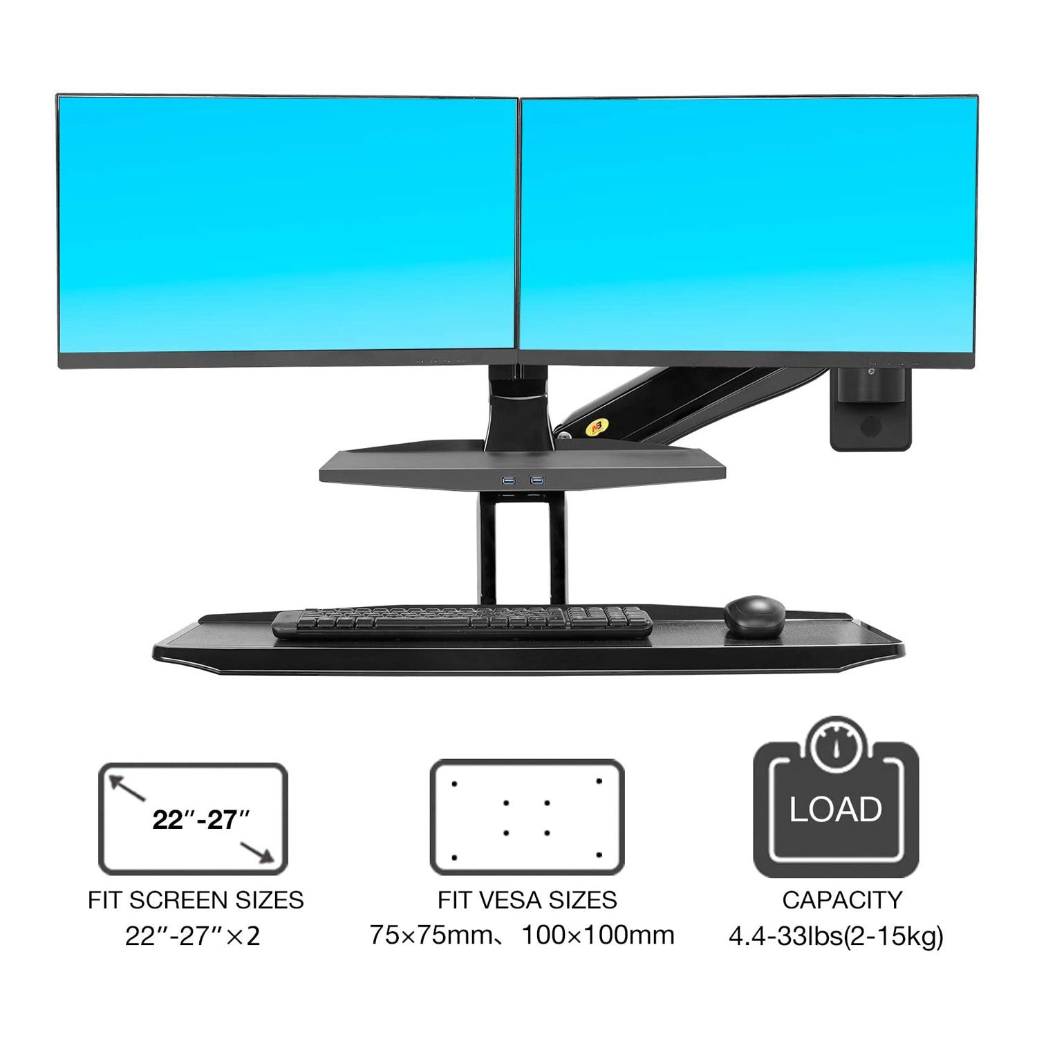 NB-MC55-2A-Dual-Wall-Mount-22-27in-Ergonomic-Sit-Stand-Workstation-Monitor-Holder-with-Foldable-Keyb-1730044