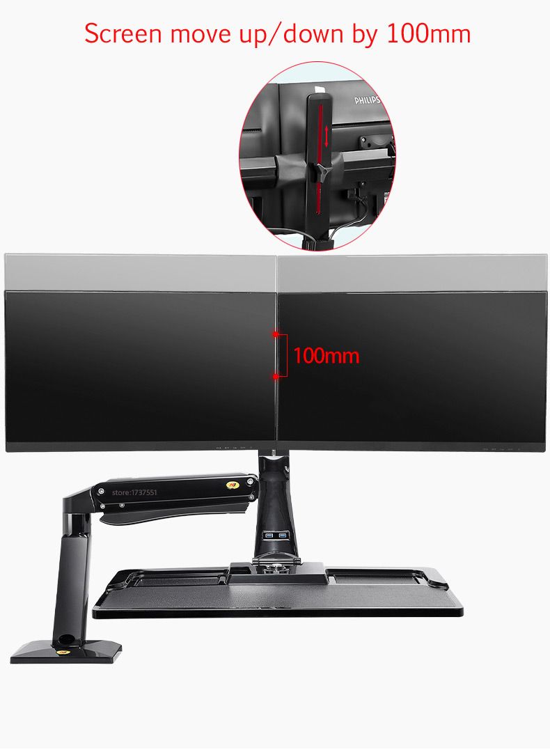 NB-MC55-2A-Dual-Wall-Mount-22-27in-Ergonomic-Sit-Stand-Workstation-Monitor-Holder-with-Foldable-Keyb-1730044