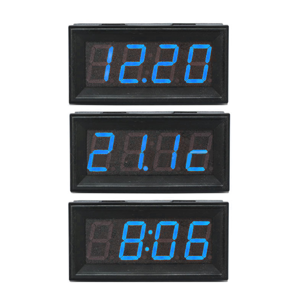 056-Inch-200V-3-in-1-Time--Temperature--Voltage-Display-with-NTC-DC7-30V-Voltmeter-Black-Watch-Clock-1530089