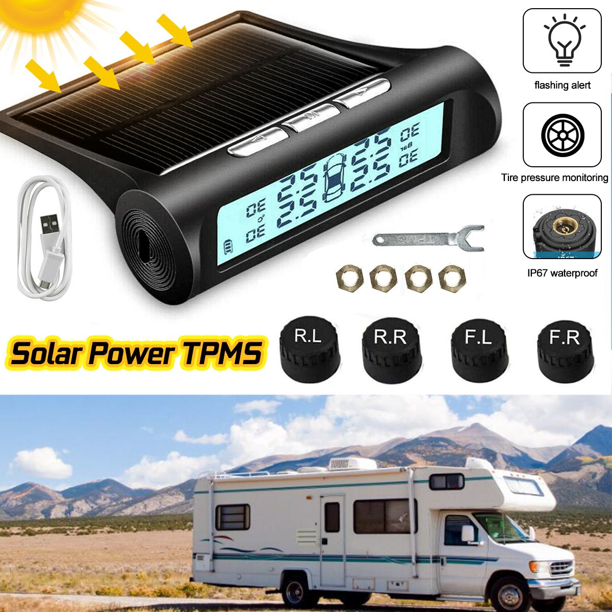 Solar-TPMS-Tire-Pressure-Monitor-System-4-External-Sensors-For-RV-Truck-Trailer-1739821